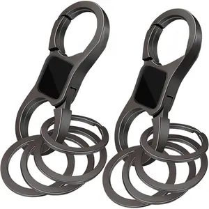Key Chain Quick Release Spring  with 4 Key Rings Heavy Duty Keychain Organizer for Men and Women