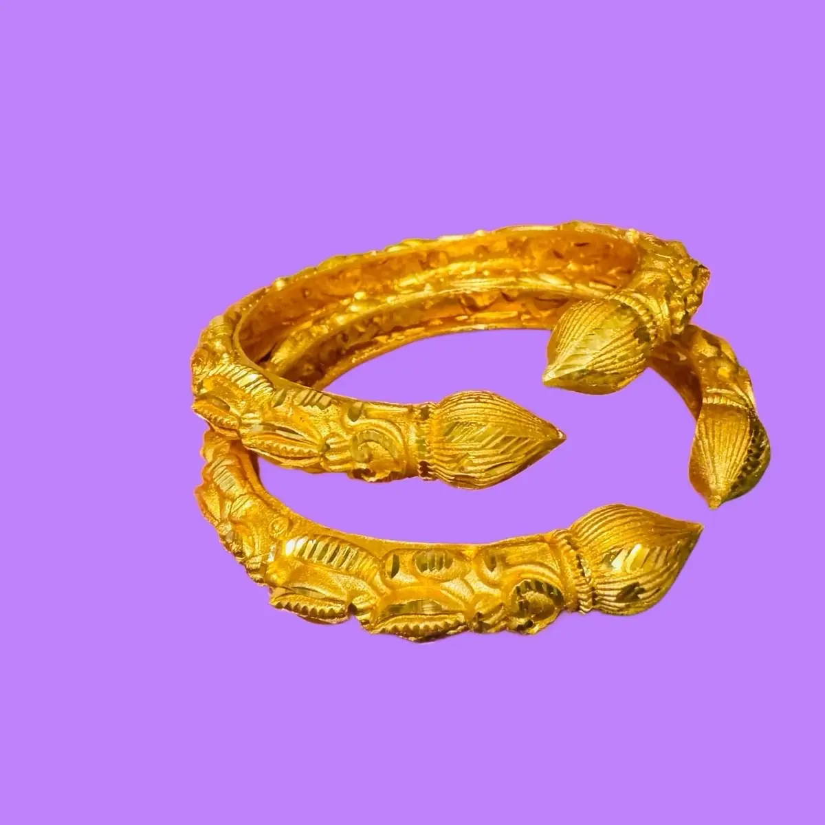 Women's Nepali Traditional Gold-Metal Coated Ethnic Bungey Bala Bangle - Fashionable Bracelet, Statement Jewelry, 2x8 Size, Traditional Motif, Party Wrist Accessory, Candy-Inspired Design, Female Costume Jewelry, Statementjewelry