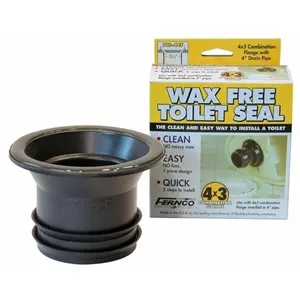 Fernco Inc 3in. x 4 in. Wax Free Toilet Seal FTS-4CF Fernco Inc 3in. x 4 in. Wax Free Toilet Seal FTS-4CF