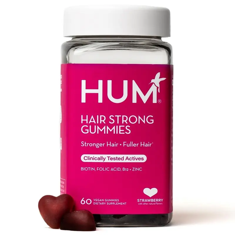 HUM Hair Strong - Daily Biotin Gummies for Hair Growth - Fo Ti, Folic Acid, Zinc, Vitamin B12 & PABA to Support Healthy Hair, Skin & Nails