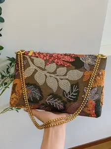 New Embroidered Patch Evening Clutch Bag, Elegant Chinese Style Handbag, Versatile Shoulder Crossbody Bag for Women, Daily Party Use, Embellished Shoulder Bag, Crossbody Clutch Purse, Crossbody Fashion Bag