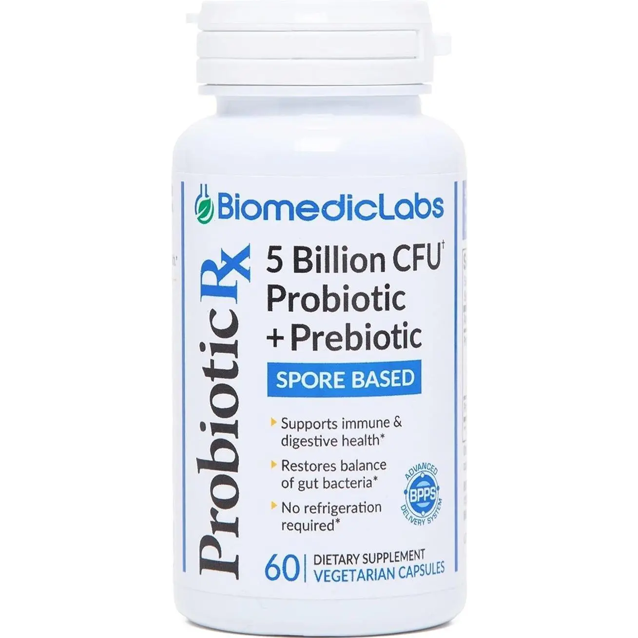 Probiotic Rx: 5 Billion CFU – Probiotic + Prebiotic - Spore-Based – 60-Day Supply - SBO - Supports Immune & Gut Health - Soil-Based Organisms - No Refrigeration Required