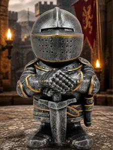 The Armored Kingdom Warden Knight Collectible Mini Figurine 5.9 in High-Quality Resin Waterproof Hand-Painted Medieval Home Decor Statue Keychain Pendant Included Perfect Gift for Fantasy Enthusiasts