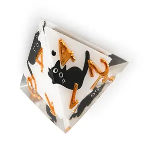 【black Meow】Cute Cat Polyhedral Resin Dice Set of 7 Dice for RPGs DND Fantasy Magical Guardian Curse Bearer