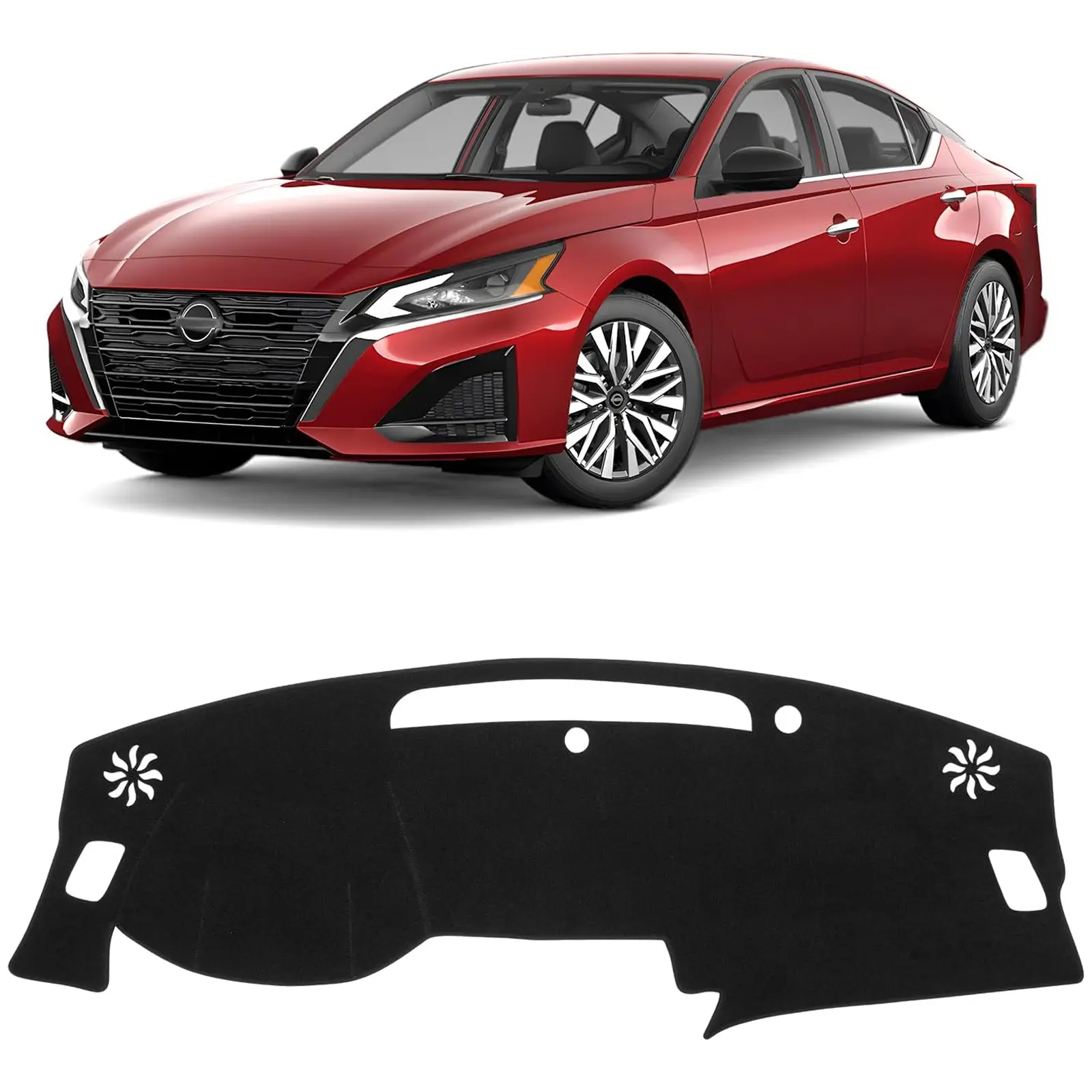 KUST Black Dash Cover for Nissan Altima 2019-2024 2025 2026 (Without HUD) Polyester Dashboard Cover Non-Slip Center Console Dash Cover Interior Accessories for Nissan Altima Sunshade No Glare