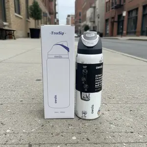 White - Gray Owala Sn0o-py Thermal Bottle 32oz – Leakproof, Straw Lid, Kawaii Style, Daily Use, Leakproof, Sip & Chug Lid, 24H Hot & Cold