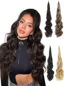 26 Inch Curly Ponytail Extension, Women Synthetic Flexible Wraparound Long Wave Layered Wig, Heat Resistant Hair Accessory, Wavy Synthetic Hair