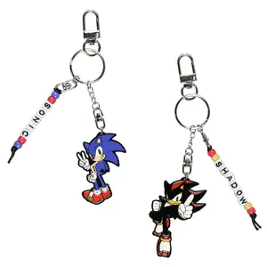 Sonic and Shadow Keychain Set 2 Pack Enamel Metal Sonic the Hedgehog Beaded Accessory