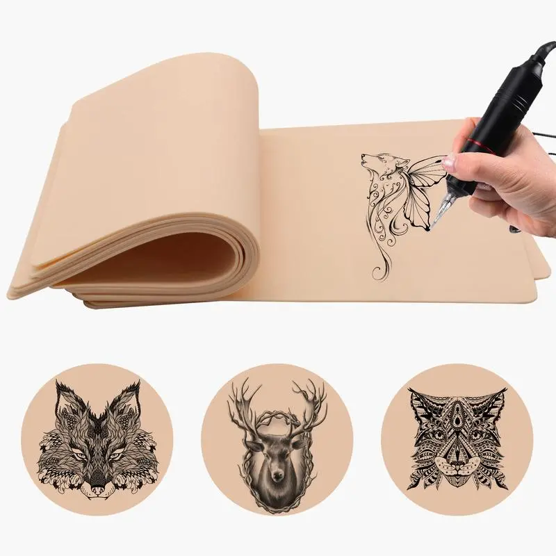 Blank Tattoo Practice Skin Double Sides Fake Skin Tattoo Skin for Practicing, 8×6 in Soft Practice Skin for Beginners and Experienced Tattoo Artists