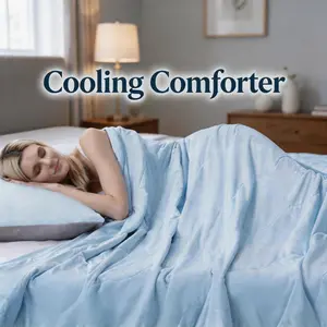 CANSUNCH Cooling Comforter - Soft Lightweight Blanket for Hot Sleepers, Breathable Queen/King Size Summervibes Blue Bedding, Ideal for Bed & Travel