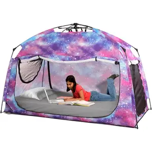 Indoor Instant  Bed Tent for Sleeping,Quick Set-up Bed Canopies,Portable Bed Drapes with Large Space and 3 Doors (Galaxy, )
