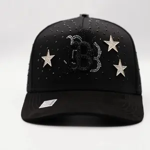 Hat Black Silver BB Stars Crystals