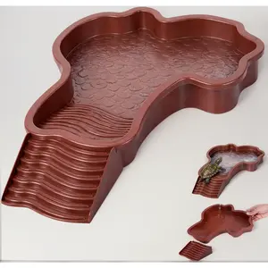 Red Large Reptile Water Bowl Non-Slip Bath Pool Food Dish for Turtle Bearded Dragon Gecko Lizard Snake