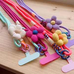 Flower mobile phone lanyard, woven long portable lanyard for going out, quick disassembly of dual-purpose lanyard, mobile phone case, key, camera, bag universal accessories