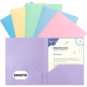 6-Pack Plastic Folders with 2 Pockets, Holds US Letter Size Paper for School/Office/Home, Assorted Pastel Color