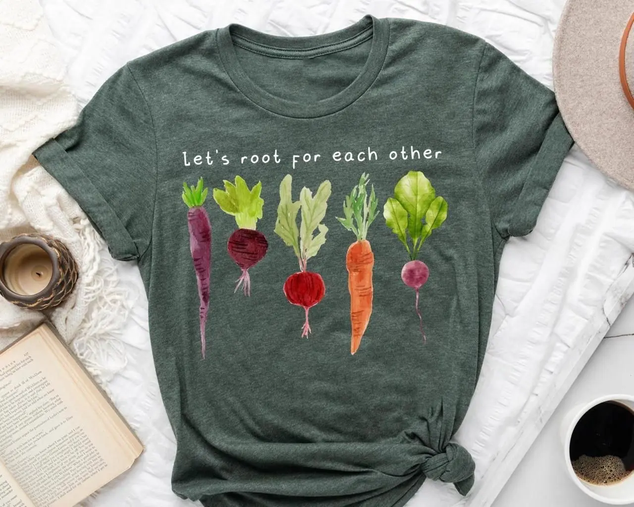 Let's Root For Each Other Shirt, Funny Gardening Tee, Plant Lover Gift, Positive Quote T-Shirt, Root Vegetable Graphic Top, Kindness Tee