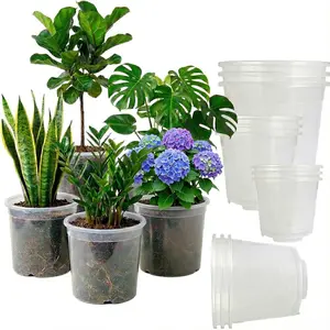 10/8/7/6 Inch Clear  Pots (12 Pack) - Multi-Size Decorative Pot Liners with Drainage - Root  Transparent Planters for Monstera, Orchids & Aroids - Thick  Inserts