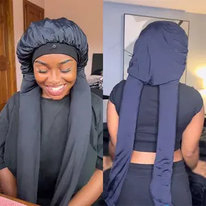 RHEANNA Pantyhose Bonnet for Sleeping Long Hair & Braids Protection Brathable UV Shield  & Water-Resistant Sleep Cap Night Cap  Elastic Soft Hair Care Night Sleep Hats