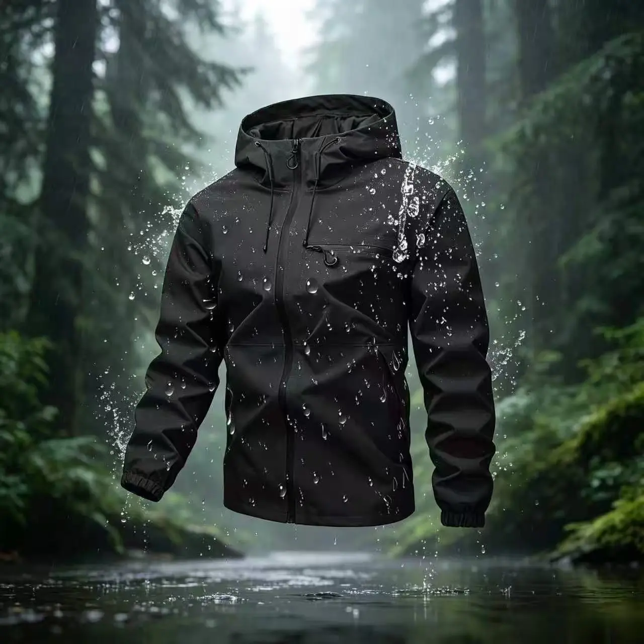 Men's Casual Softshell Jacket - Lightweight Windproof Hooded Coat with Pockets for Outdoor Wear, Long Sleeve Menswear