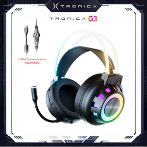 [Summer Wins] TAGRY TRONICX Immersive G3 Wired PC Gaming Headset Gamer Gifts for him with 50mm Driver, Noise Cancelling Mic, USB-A Headset with 7.1 Surround Sound, Control Box for Xbox/PC/PS5 Console/Switch Dock Mode Gaming Console