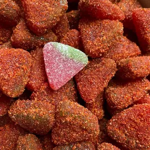 Ricks Chamoy Watermelon Gummy Enchilados Sweet Tangy Snack 8 ounce container Triangular Gummy Candy with Red and Green Flavor Convenient Size