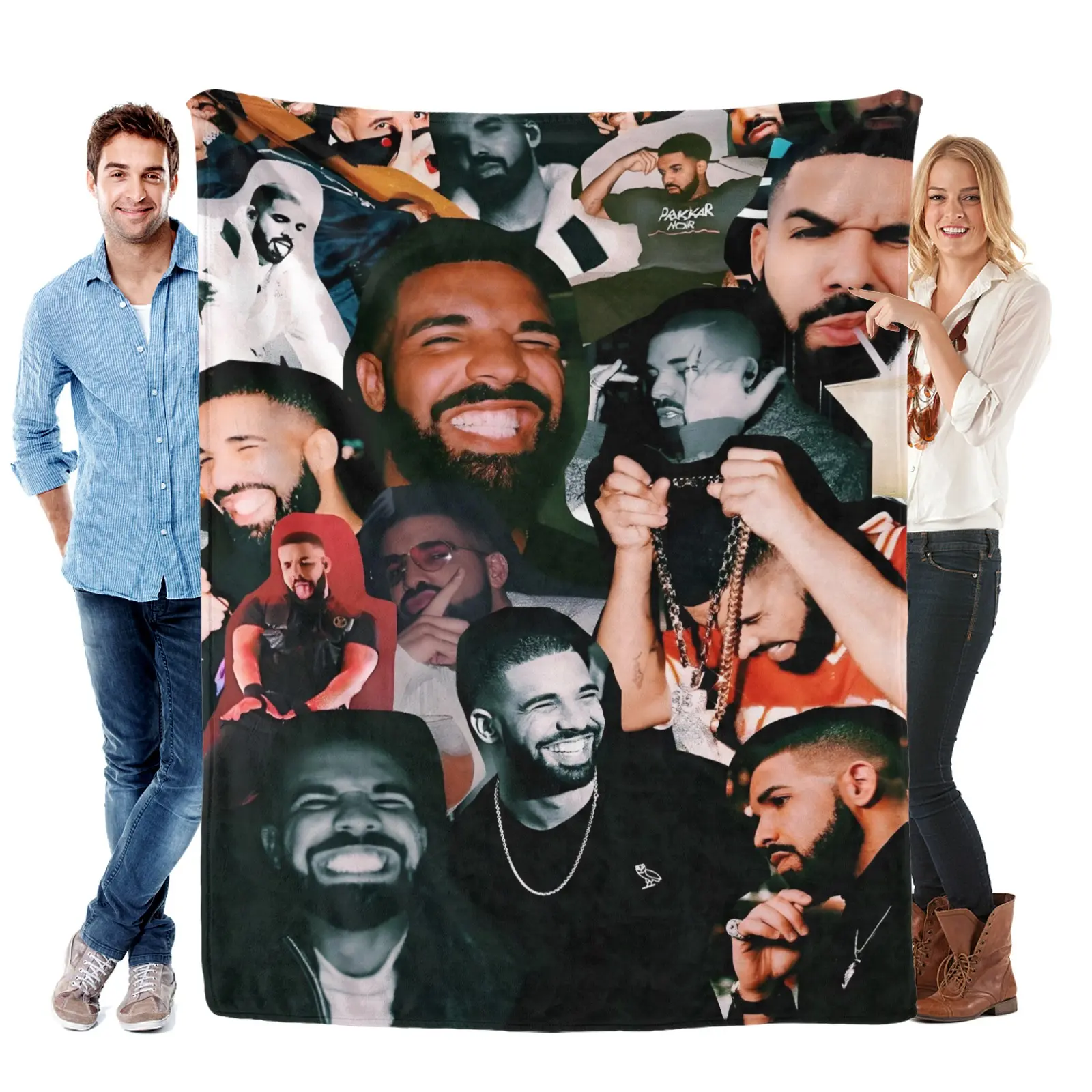 Drake-Inspired Rapper Singer Ultra Soft Flannel Blanket, Wrinkle-Resistant, Fade-Resistant, Classic, Durable, All-Seasons Multipurpose Blanket for Living Room Sofa, Office, Travel, Home Decor Gift Accessory with Digital Printing