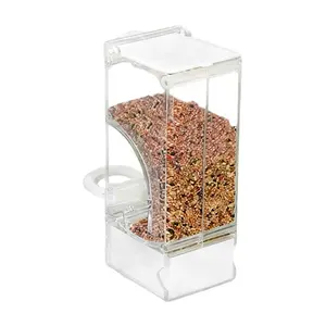Automatic Parrot Feeder Box, Anti-Spill Auto Dispenser, Tiger Skin Xuan Feng Peony Hanging Transparent Flip Cover, Cockatiel Budgie, Bird Feeding Station, Transparent Lid, Lovebird
