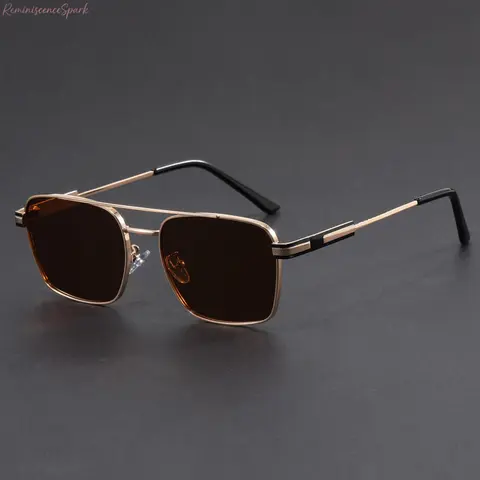 Unisex Double-Bridge Metal Retro Aviator Sunglasses - UV400 Shielding, Glare Reduction Lenses, Lightweight Sports Eyewear for Driving, Outdoor Activities