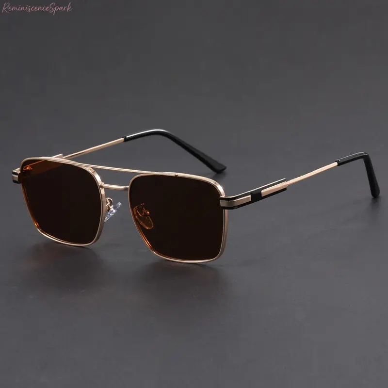 Men’s Double-Bridge Aviator Sunglasses, Classic Retro Metal Frame with UV400 Shielding, Lightweight Anti-Glare Shades, Ideal for Road Trips, Driving Commutes, Outdoor Sports and Everyday Styling