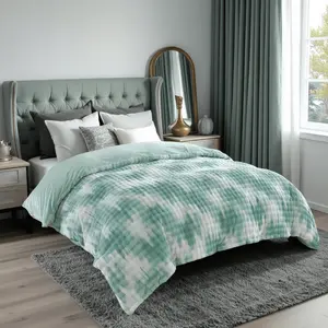 1PC Premium Thick Plush Camo Print Comforter Set, Reversible Bohemian Style Gradient Color Quilt with Ultra Soft Faux Rabbit Hair, Luxury Warm Fluffy Winter Bedding Collection, Geometric Pattern Design for Modern Bedroom Decor, Home Accessories