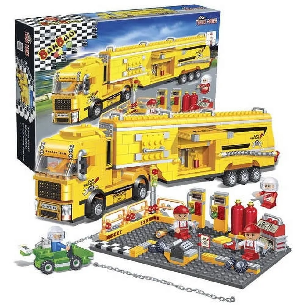 BanBao Racer Maintenance Truck 660-Piece Building Set, Yellow