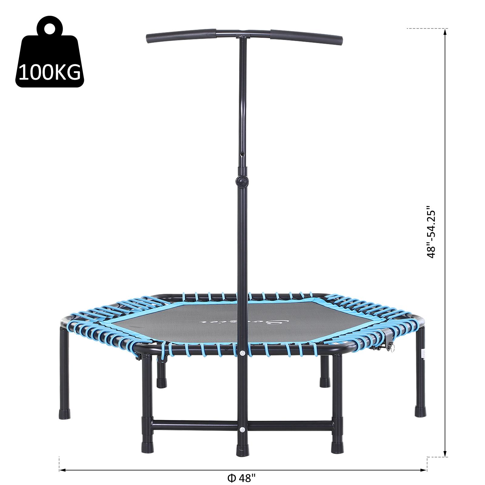 SAVEYOUR Portable Foldable Fitness Trampoline Rebounder 4.5ft with Adjustable Safety Bar Durable Steel Construction for Indoor Outdoor Use