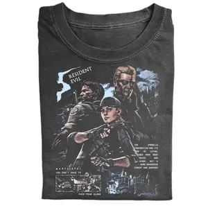 Resiident Eviil 5 Graphic T Shirt, Chris Redfield Jill Valentine Albert Wesker Game Poster Tee, Fashion Cotton, Full Size, Full Color, For Men And Women