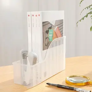 Desk Book Storage Box, 1 Count Transparent Desktop Student Book Finishing Box, Book Stand Rack, File Holder, Desk Organizer for Home Office