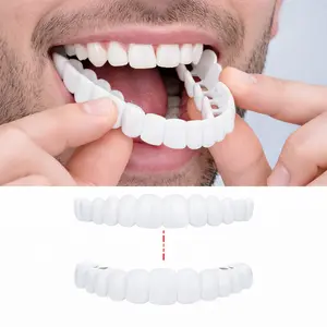 [3PC] Instant Snap On Veneers Teeth Whitening Smile Cover Ceramic Temporary Comfortable Fit ReusableMoldable for Men Women Photo Ready Upper