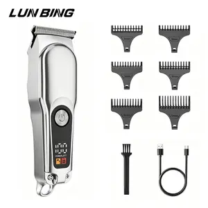 Professional Hair Clippers for Men, Cordless Metal Barber Clippers And Trimmers Set, Rechargeable Clippers, Clippers for Hair Cutting Kit with LCD Display, Zero Gap T-Blade Beard Hair Trimmer, Gifts for Men
