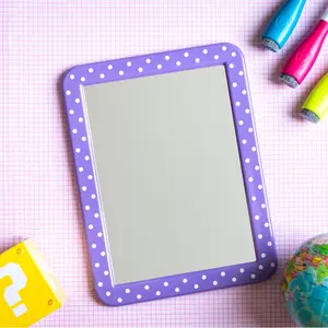 Magnetic Locker Mirror 5" x 7" Polka Color Options: Pink Purple Blue Black Orange. Small Portable Magnetic Mirror for schools & home
