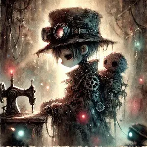 5D DIY Full Drill Round Diamond Painting - Diamond Art Kit Steampunk Girl Mosaic, Canvas - DIY Decorative Painting, Home Wall Art, Suitable for Halloween, Christmas, Birthday, and Anniversary Gifts