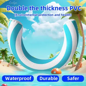 U‑Shaped Striped Inflatable Water Float Tube, Curved Outdoor Swim Ring, Portable Pool & Lake Floating Gear for Water Sports