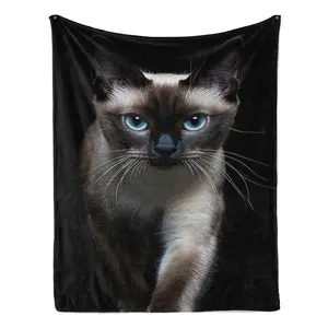 Siamese Cat Blanket – Soft Cozy Flannel Throw with Cute Siamese Cat Design, Perfect Gift for Cat Lovers, Kids, Teens & Adults, Ideal Birthday Gift, Christmas Gift, Holiday Present, Warm Blanket for Bed, Sofa & Living Room Decor