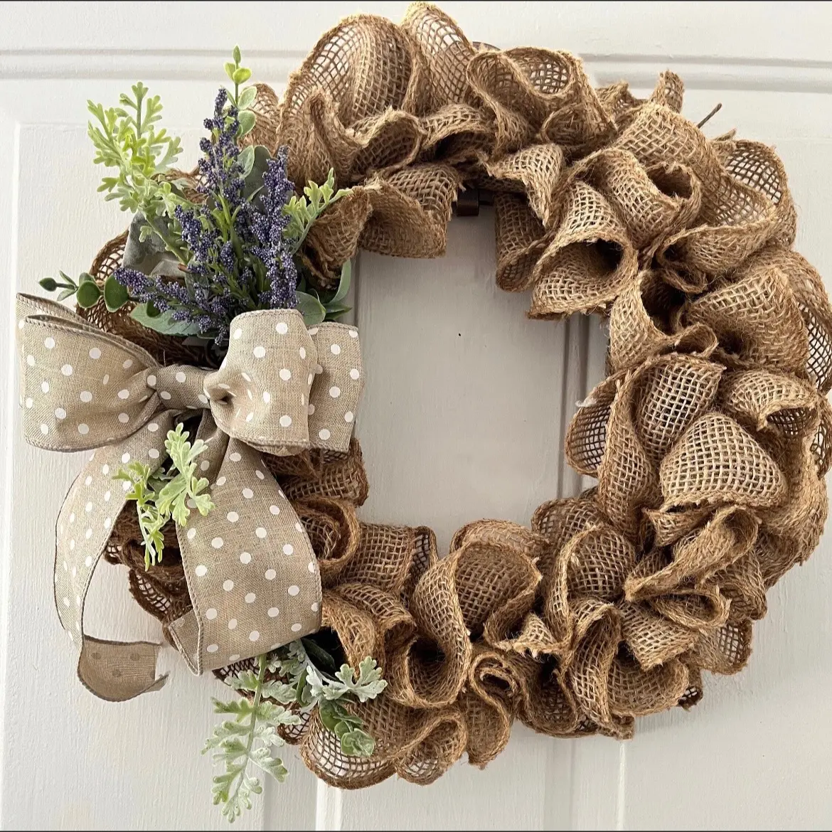Natural Colored Everyday Burlap Wreath with Bows