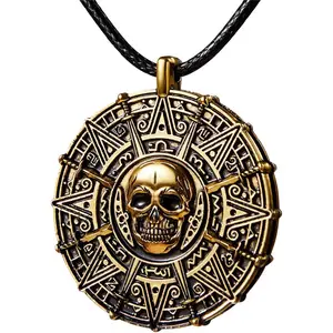 Halloween Pirate Coin Necklace - Pirate Skull Necklace for Men, Women & Kids - Costume Accessories
