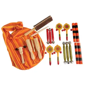 Kaplan Early Learning Shake, Rattle, and Rhythm Kit | Musical Instruments for Kids | Den Den Drums, Fiddle Sticks, Piccolo Block, Confetti Bells, Bell Jingle, Scraper