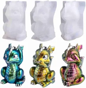 LET'S RESIN Dragon Resin Molds, Hear, Speak, See No Evil 3 Count Dragon Epoxy Resin Molds, Lively 3D Animal Silicone Molds for Epoxy Resin, Art Craft, Gift