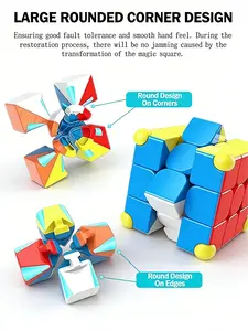 Moyu Meilong 2x2 & 3x3 Speed Cube Set - Stickerless Smooth Magic Cube Puzzle Toy for Kids & Adults