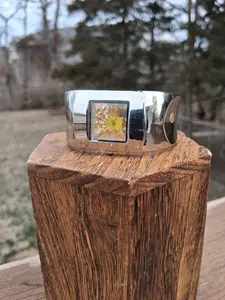 Upcycled Watch Band Pressed Flower Cuff Bracelet