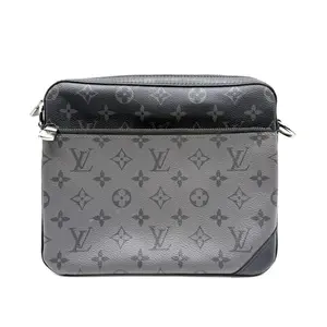Pre-owned Louis Vuitton Leather Clutches & Wristlets CALUX Trio Messenger Bag Reverse Monogram Eclipse Canvas By Rebag