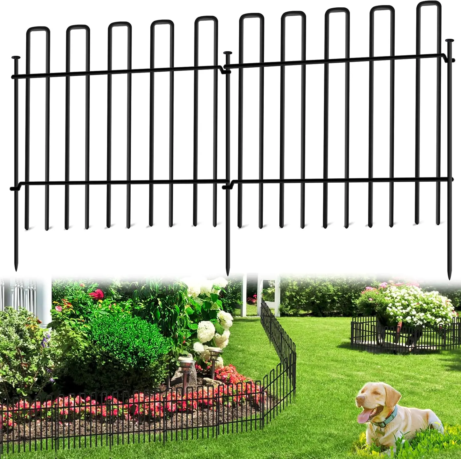 26 Panels No Dig  Barrier Fence, 13in(H) x 37ft(L) Garden Edging Border Fencing, Rustproof Metal Stakes Decorative Garden Fence,  Digging  Fencing Barrier for Outdoor, Yard, Patio