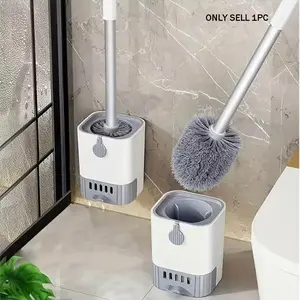 Toilet Brush and Holder Set, Wall-Mounted Long Handle Toilet Brush and Stand, Bathroom Cleaning Supplies, Bathroom Cleaning Tool, Home Essentials, Bathroom Cleaner
