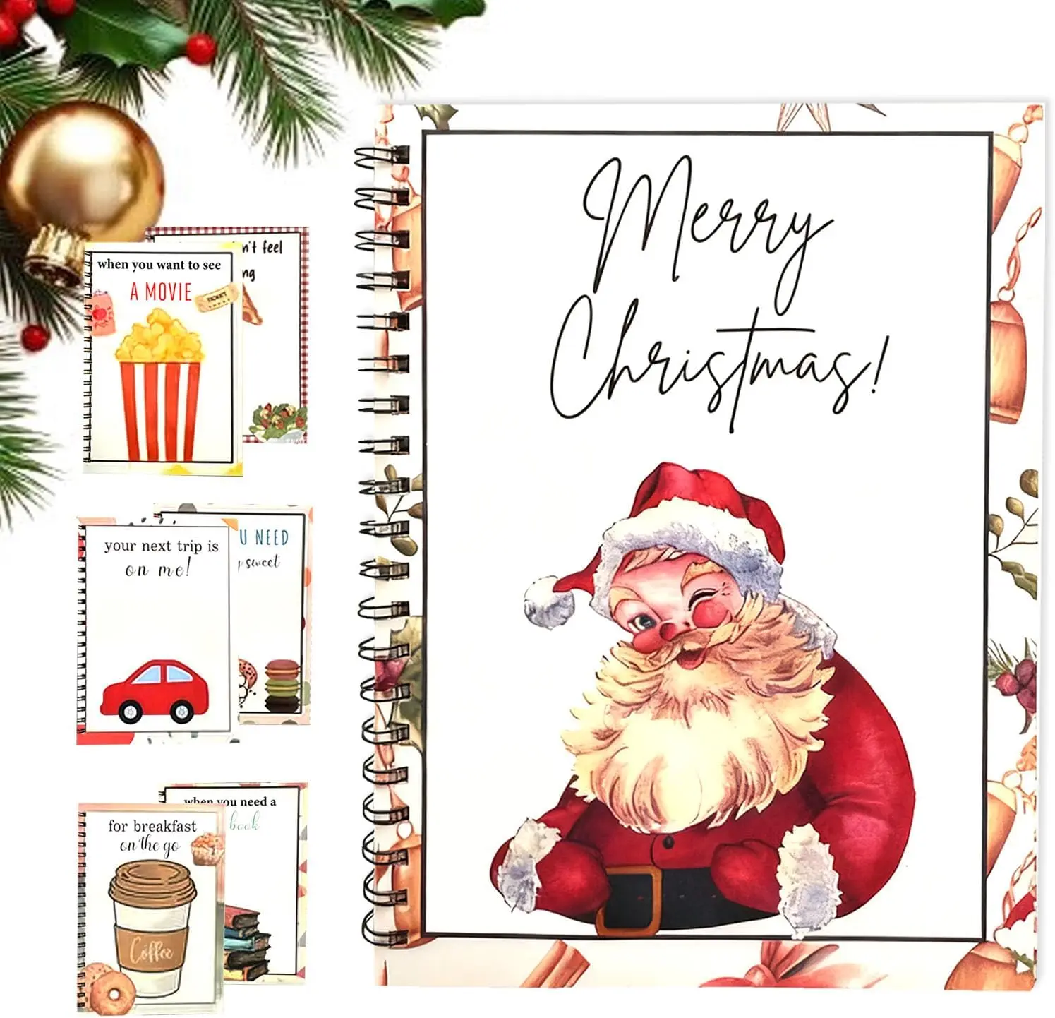 Merry Christmas Gift Card Book – Spiral Color Card Organizer with 10/38 Pages, College Survival Christmas Gift Card Holder, DIY Personalized Holiday Keepsake for Family, Friends, and Students